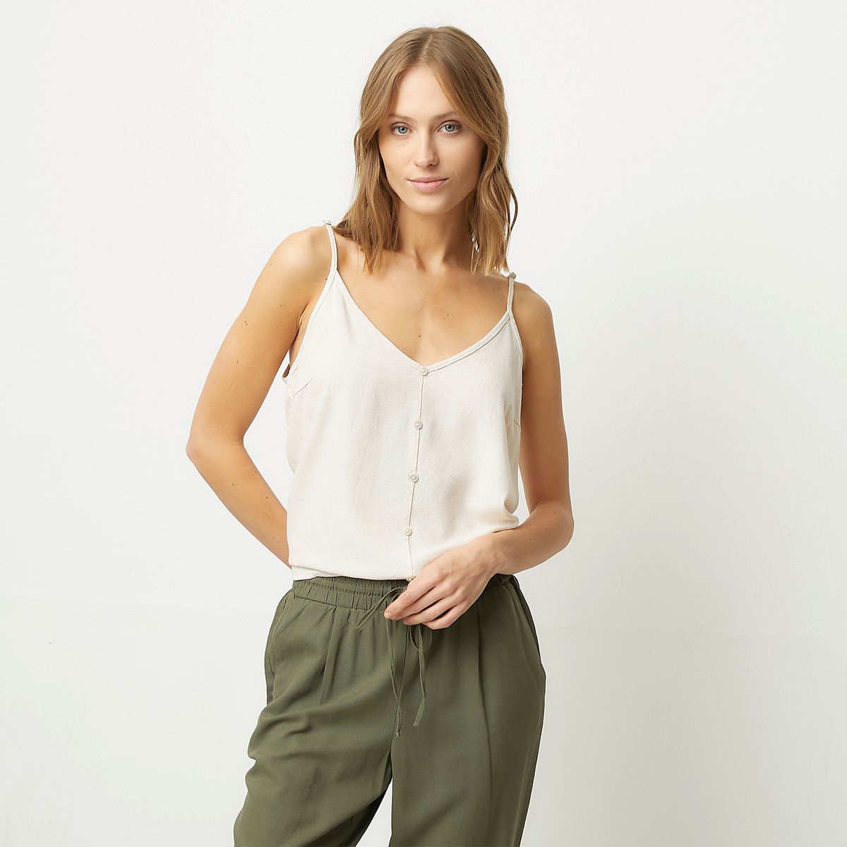 VERO MODA - Blusa Sin Mangas Lino Mujer Vero Moda