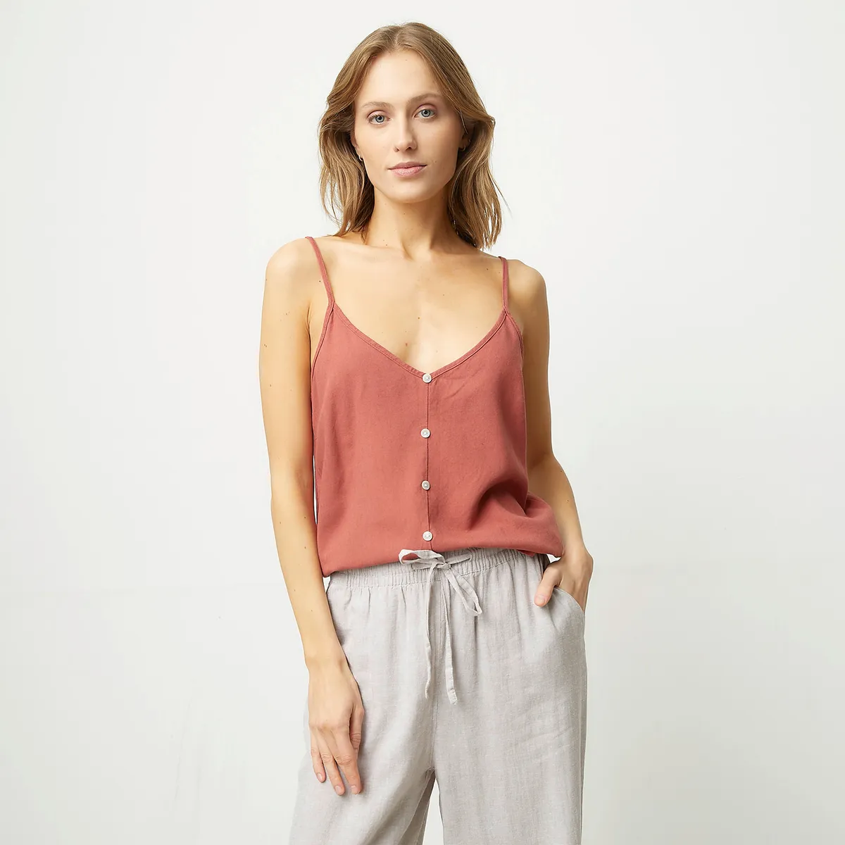 VERO MODA - Blusa Sin Mangas Lino Mujer Vero Moda