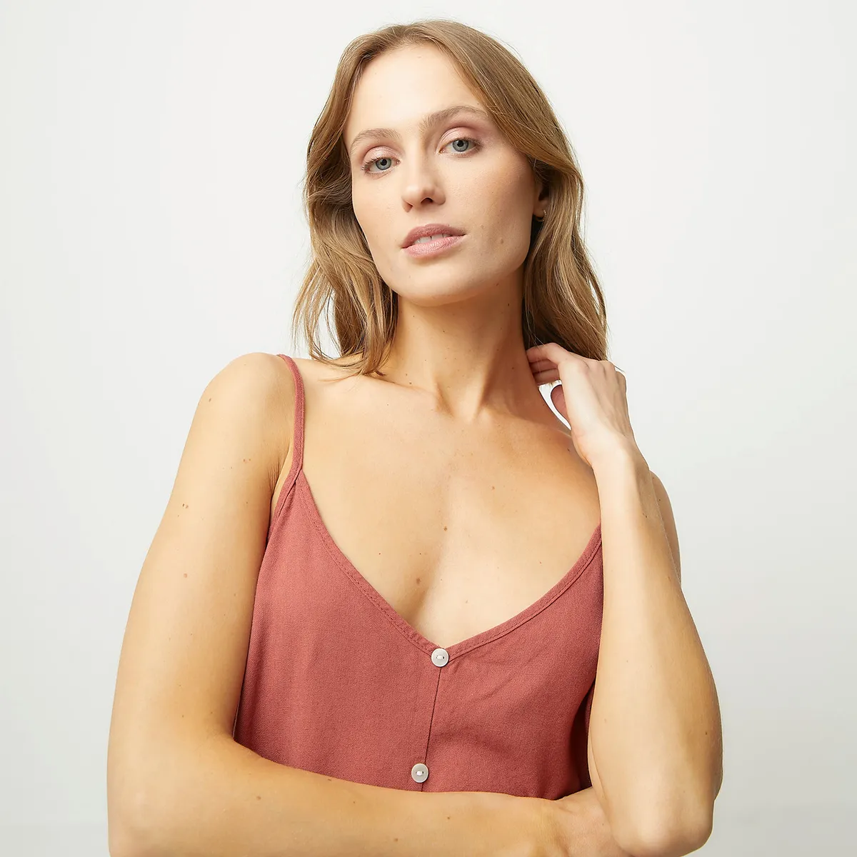 VERO MODA - Blusa Sin Mangas Lino Mujer Vero Moda