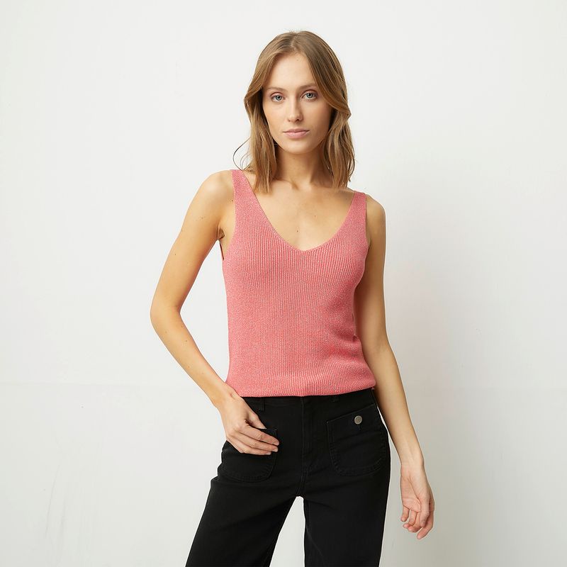 VERO MODA - Polera Punto sin Mangas Cuello En V Mujer Vero Moda