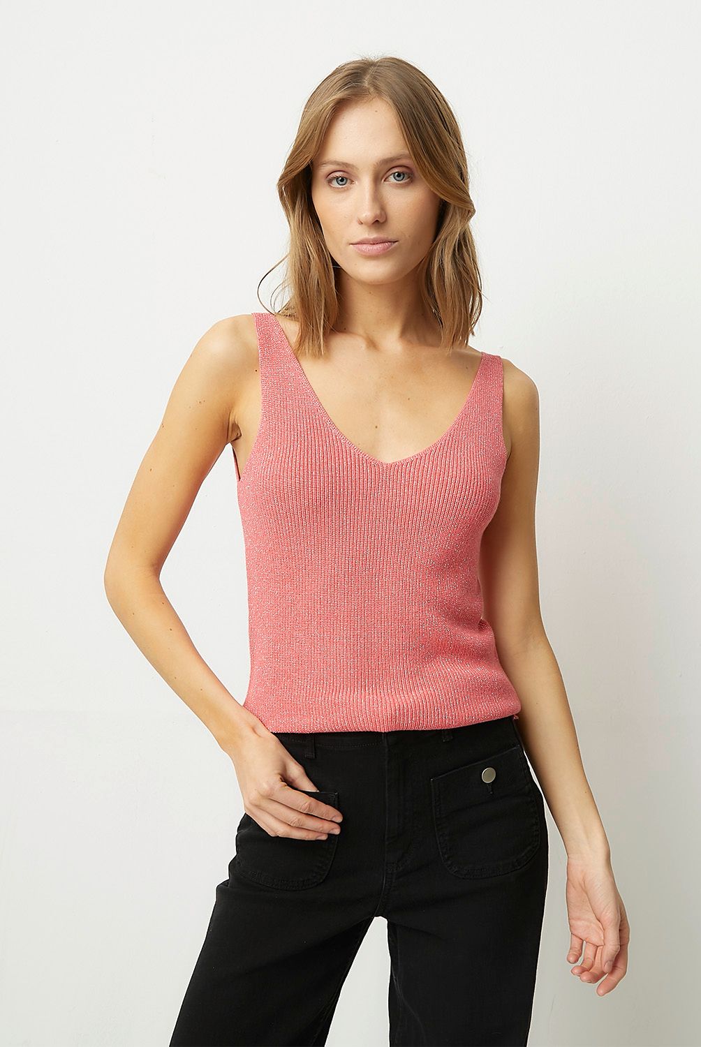 VERO MODA - Polera Punto sin Mangas Cuello En V Mujer Vero Moda