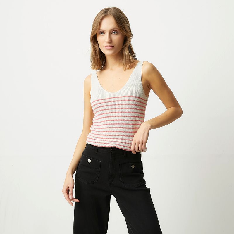 VERO MODA - Polera Punto sin Mangas Cuello En V Mujer Vero Moda