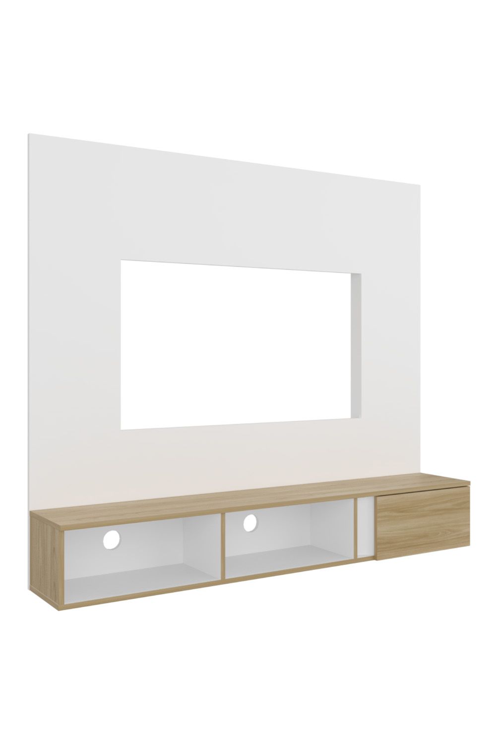 TUHOME - Rack Tv 65" Dassel Blanco Y Fresno Tuhome