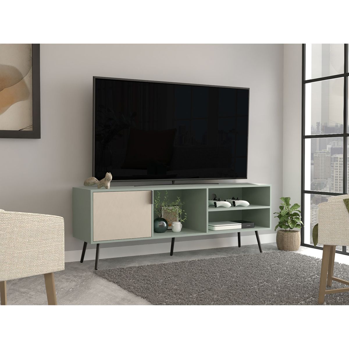 TUHOME - Rack Tv 65" Vulcan Agave Toquilla Tuhome