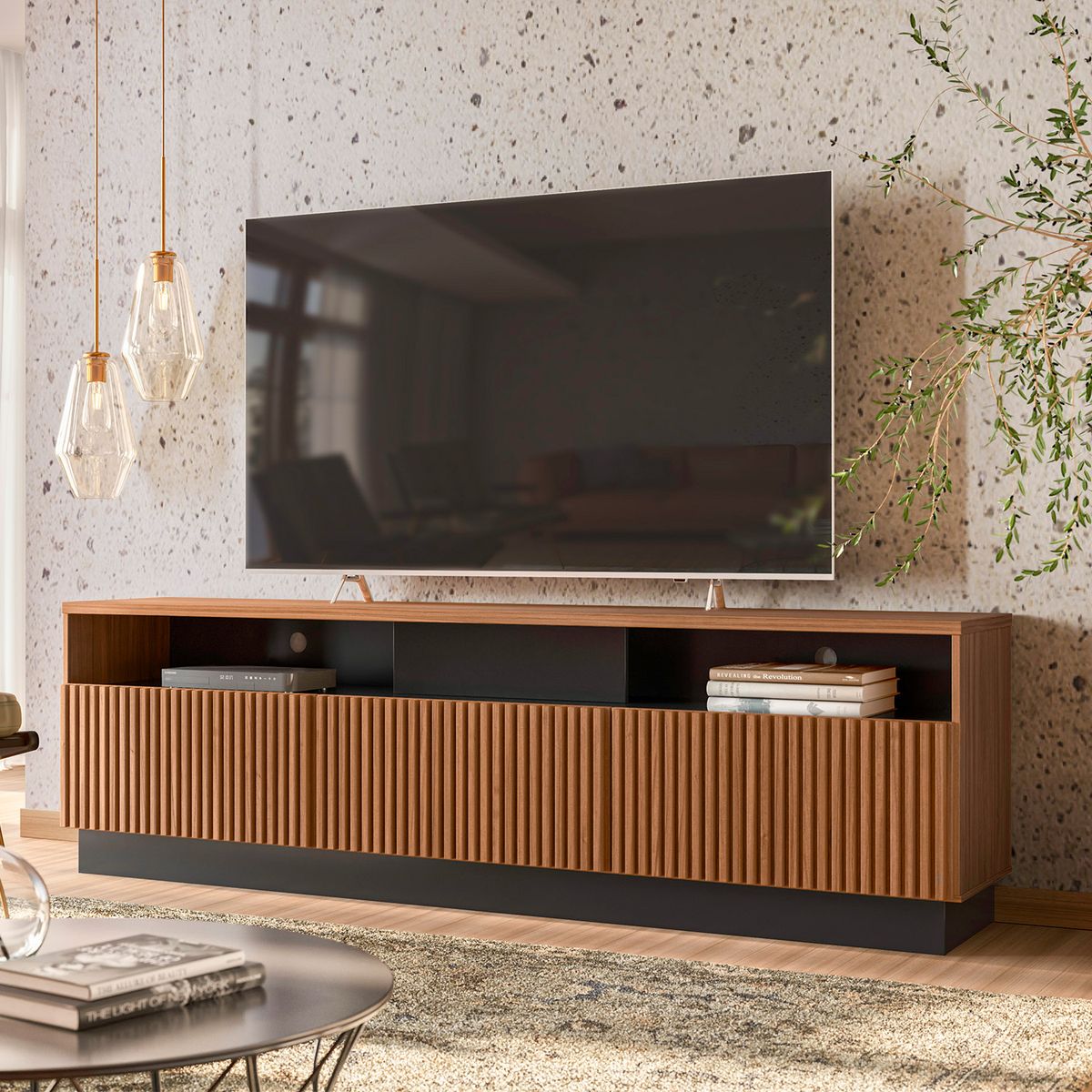 ALTAVISION - Rack Marau 75" Noce Milano/Preto Altavision