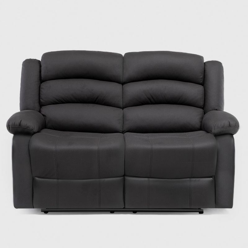 DANIELS - Sofá 2 Cuerpos Reclinable Praga Tela Negro Daniels