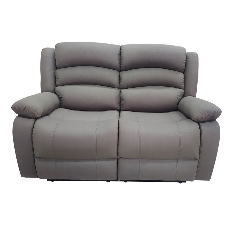 DANIELS - Sofá 2 Cuerpos Reclinable Praga Tela Gris Daniels