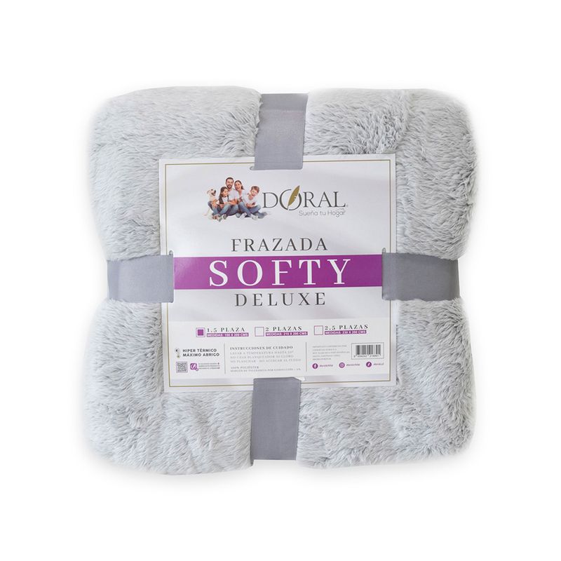 DORAL - Frazada Softy Lisa 1.5 Plaza Gris Doral