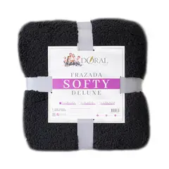 DORAL - Frazada Softy Lisa 1.5 Plaza Negro