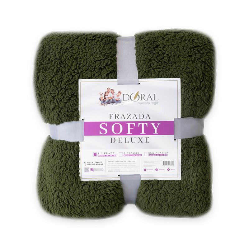 DORAL - Frazada Softy Lisa 1.5 Plaza Verde Oscuro Doral