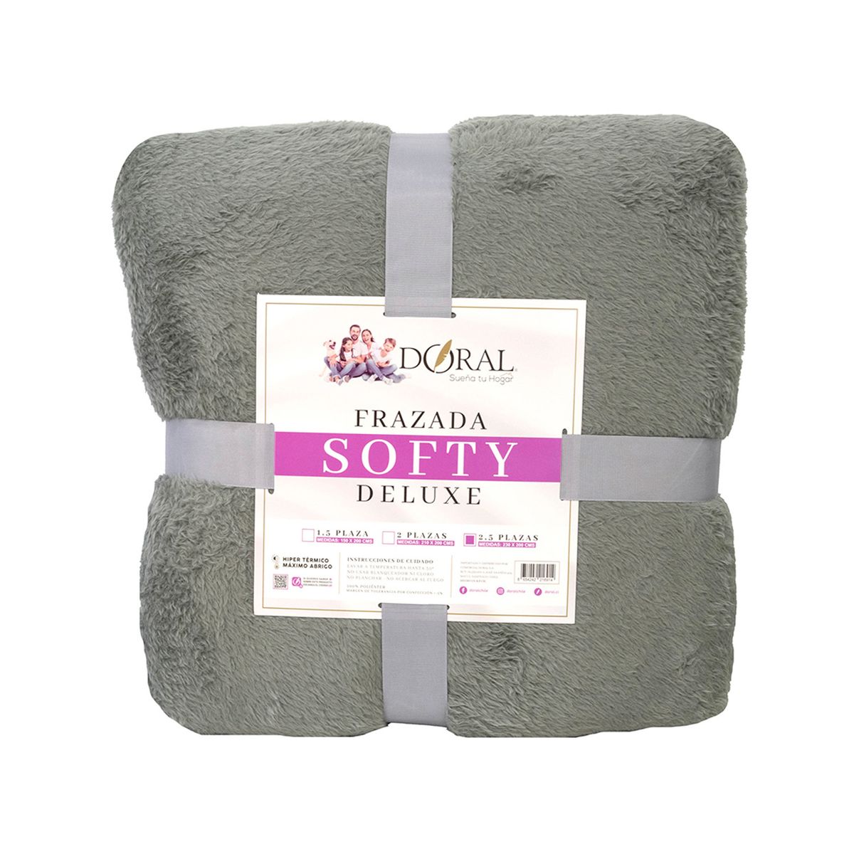 DORAL - Frazada Softy Lisa King Gris Doral