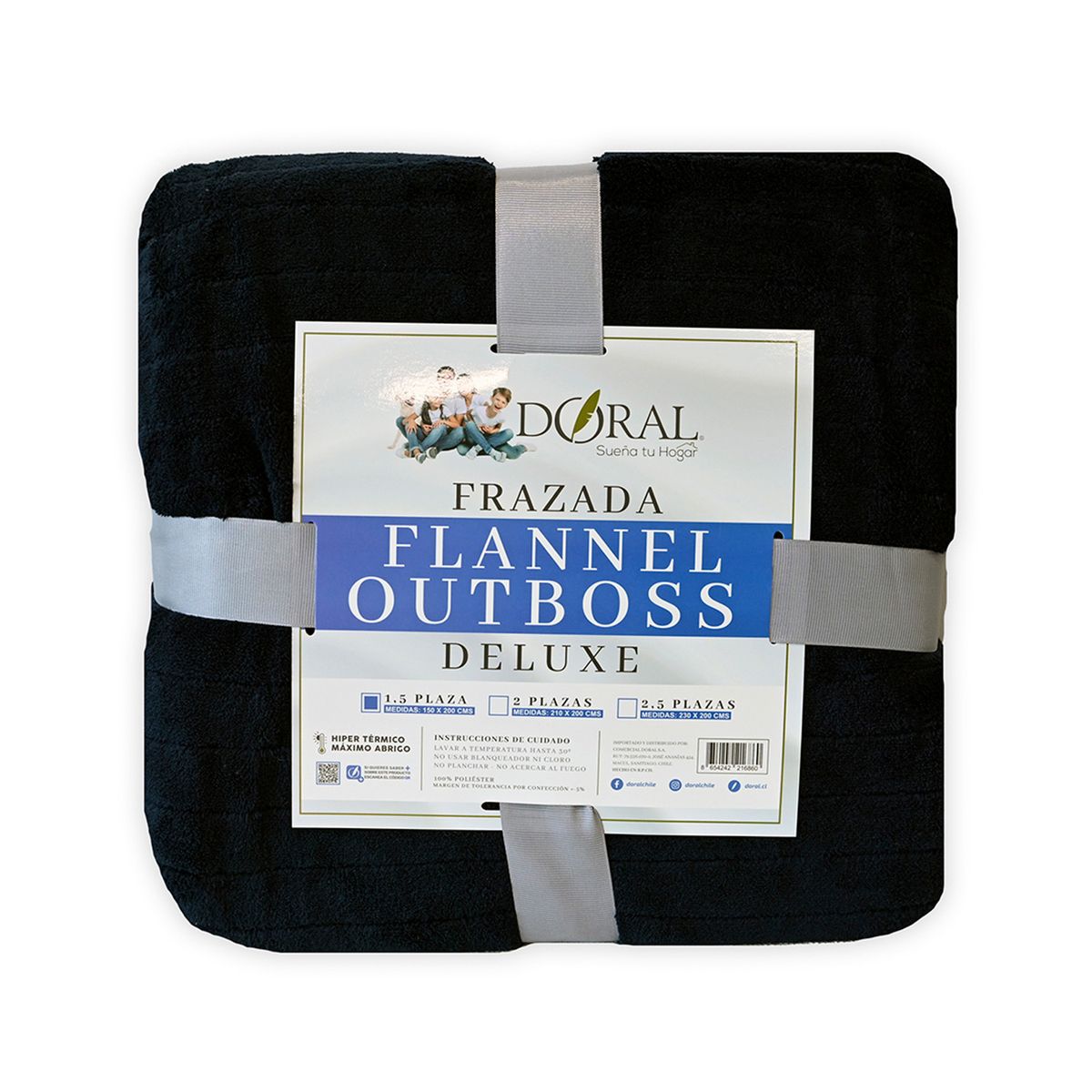 DORAL - Frazada Flannel Outboss 1.5 Plaza Azul Oscuro Doral