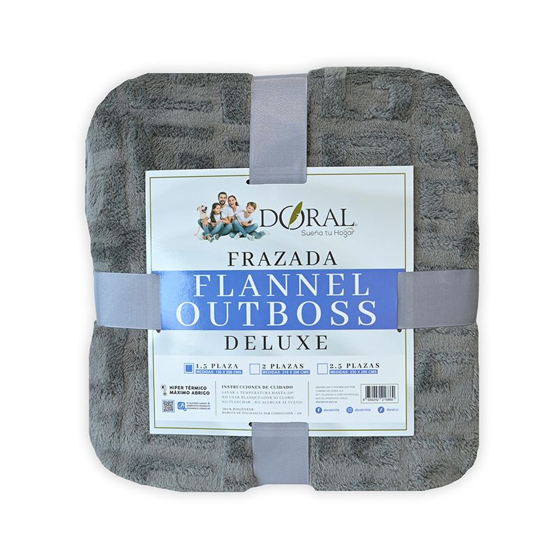 DORAL - Frazada Flannel Outboss 1.5 Plaza Gris Oscuro Doral
