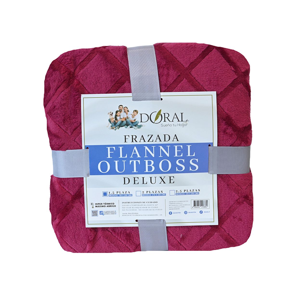 DORAL - Frazada Flannel Outboss 1.5 Plaza Guinda Doral