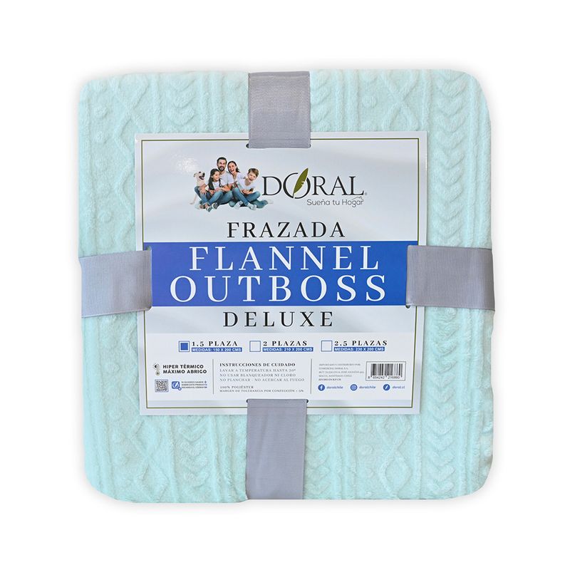 DORAL - Frazada Flannel Outboss 1.5 Plaza Menta Doral