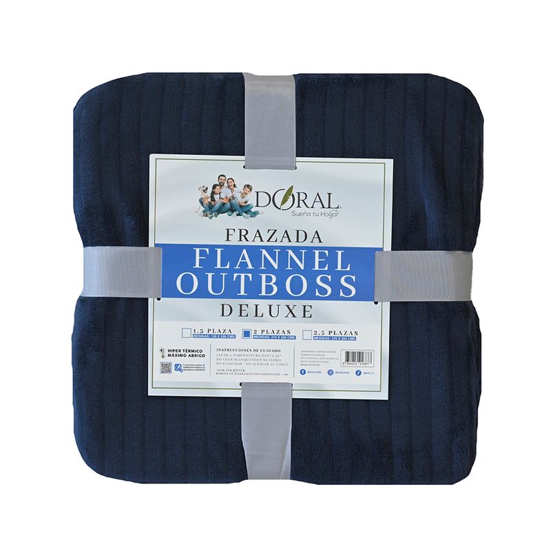 DORAL - Frazada Flannel Outboss 2 Plazas Azul Oscuro Doral