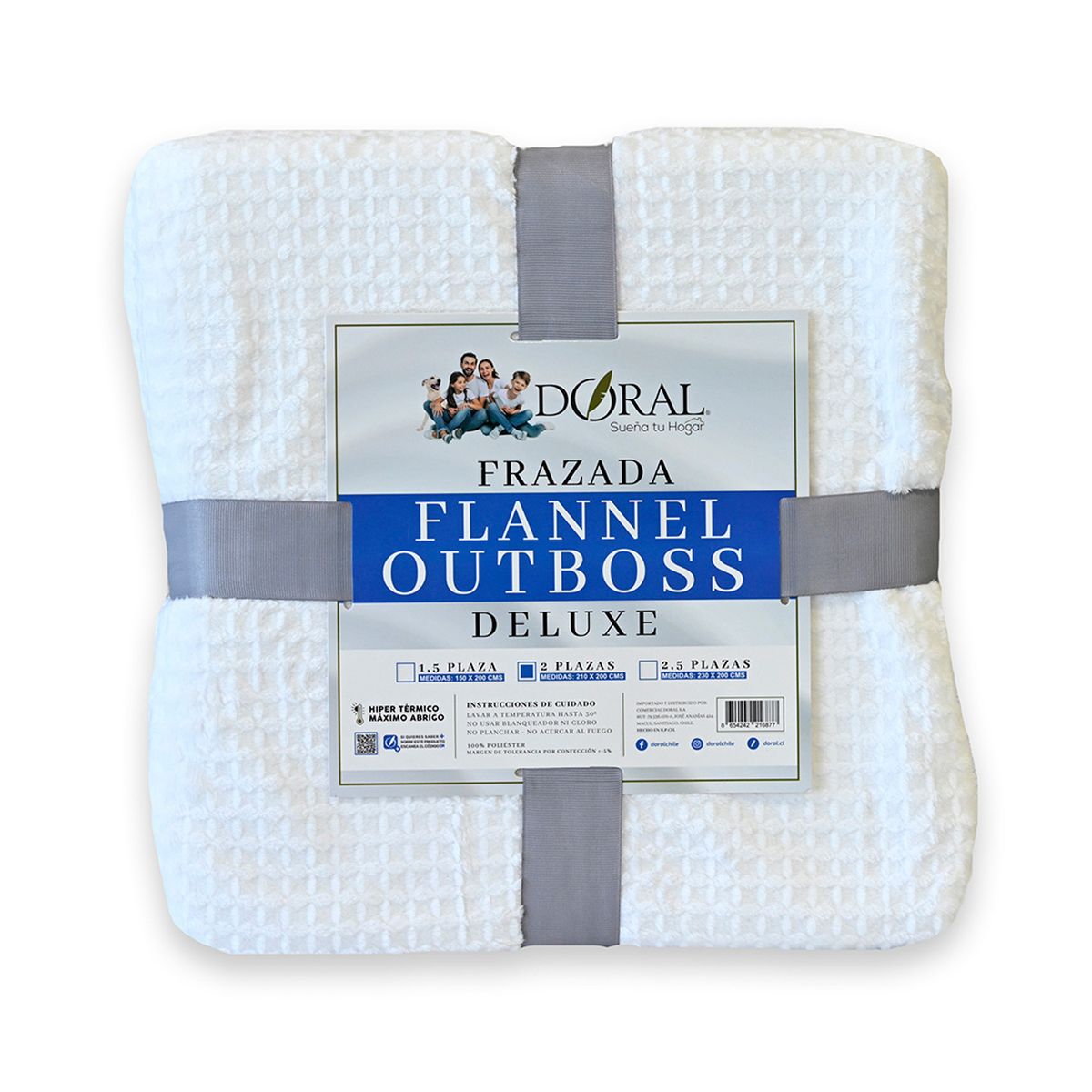 DORAL - Frazada Flannel Outboss 2 Plazas Blanco Doral