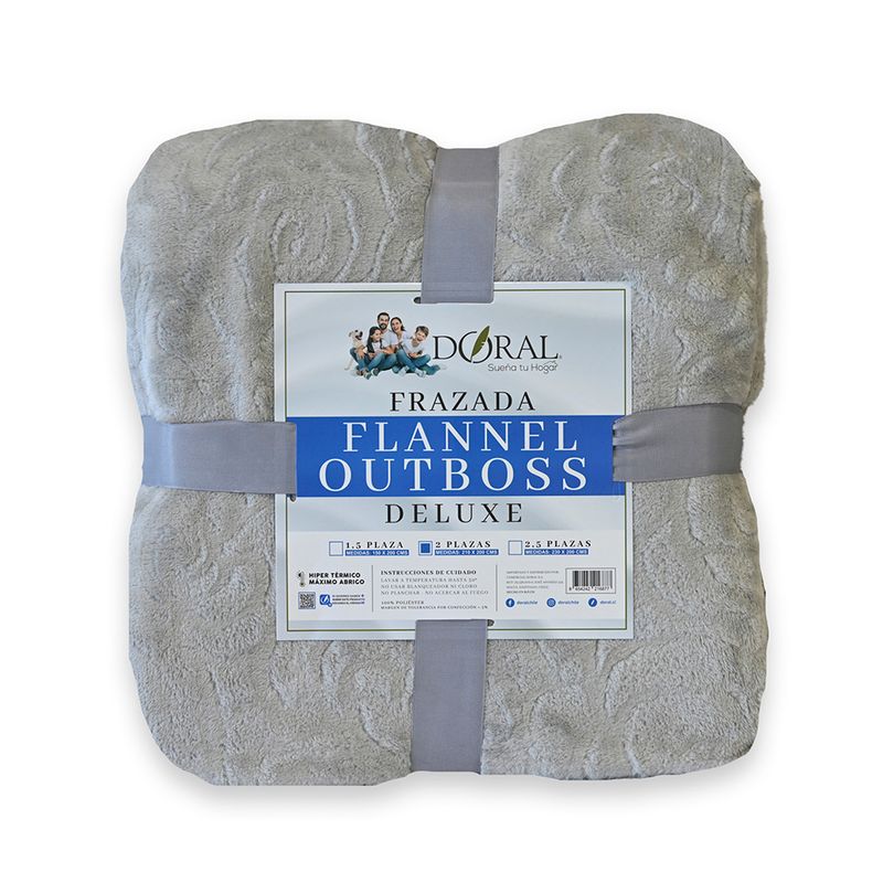 DORAL - Frazada Flannel Outboss 2 Plazas Gris Doral