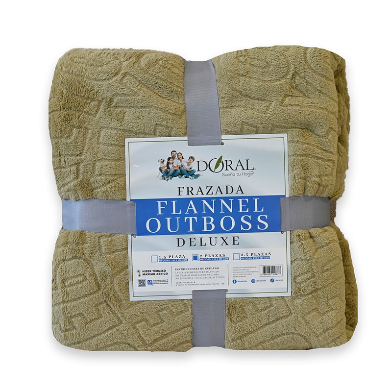DORAL - Frazada Flannel Outboss 2 Plazas Taupe Doral
