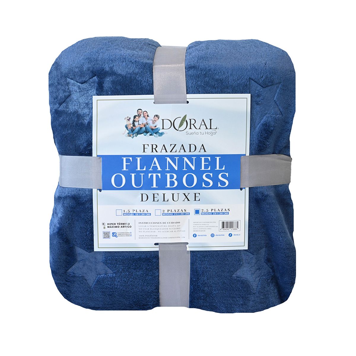 DORAL - Frazada Flannel Outboss King Azul Oscuro Doral