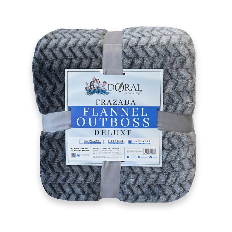 DORAL - Frazada Flannel Outboss King Gris Doral