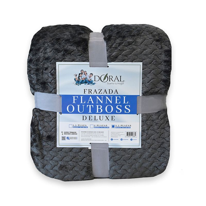 DORAL - Frazada Flannel Outboss King Gris Oscuro Doral