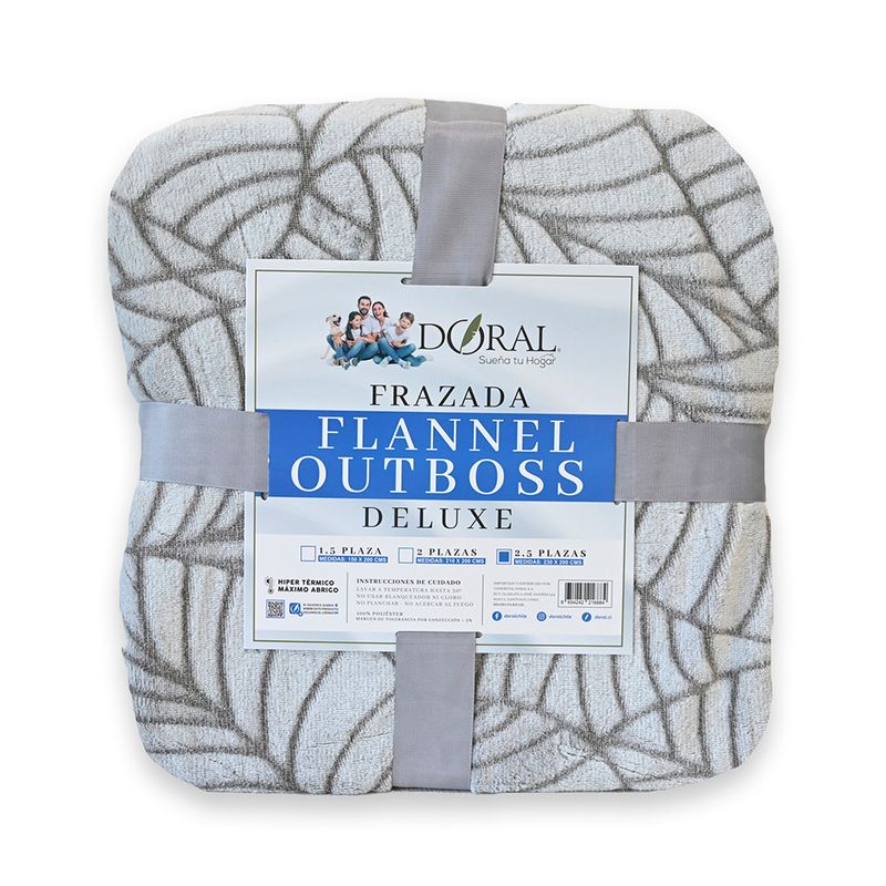 DORAL - Frazada Flannel Outboss King Gris Doral