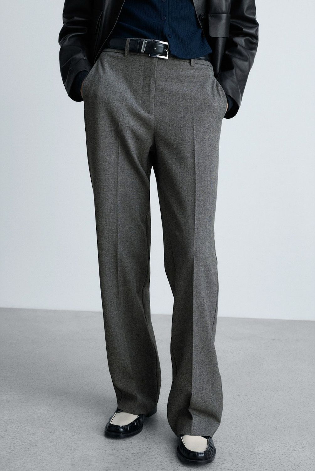 MANGO - Pantalón Recto Tiro Medio Mujer Mango