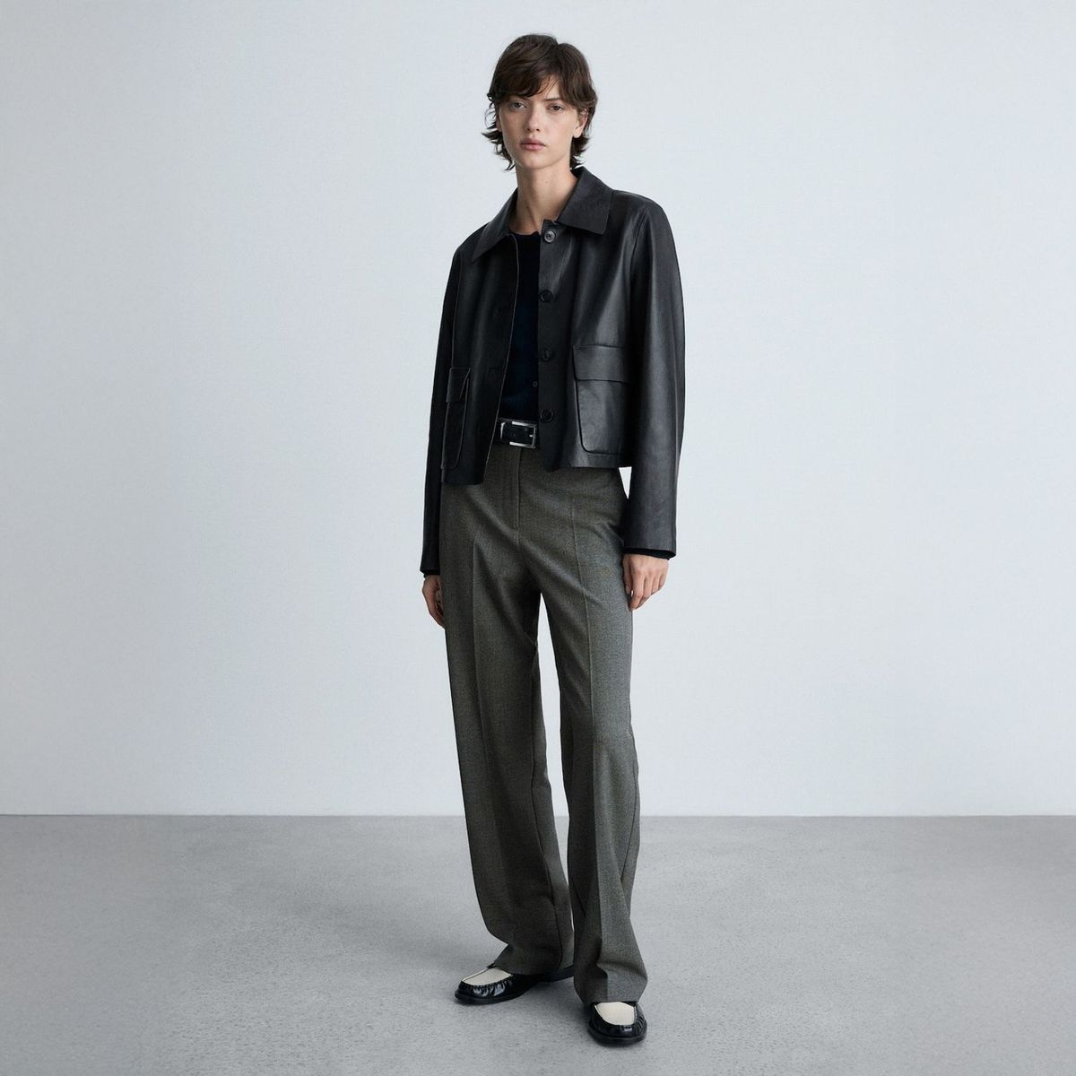 MANGO - Pantalón Recto Tiro Medio Mujer Mango