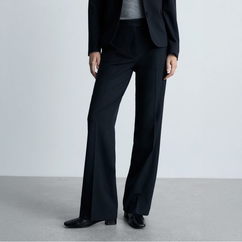 MANGO - Pantalón Traje Raya Diplomática Mujer Mango