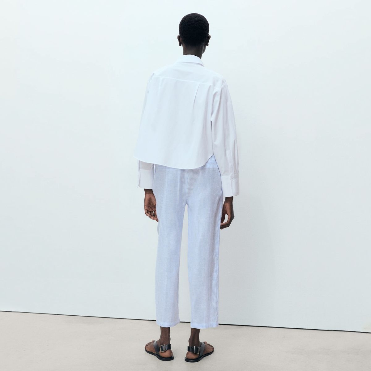 MANGO - Pantalón Recto Crop Lino Mujer Mango