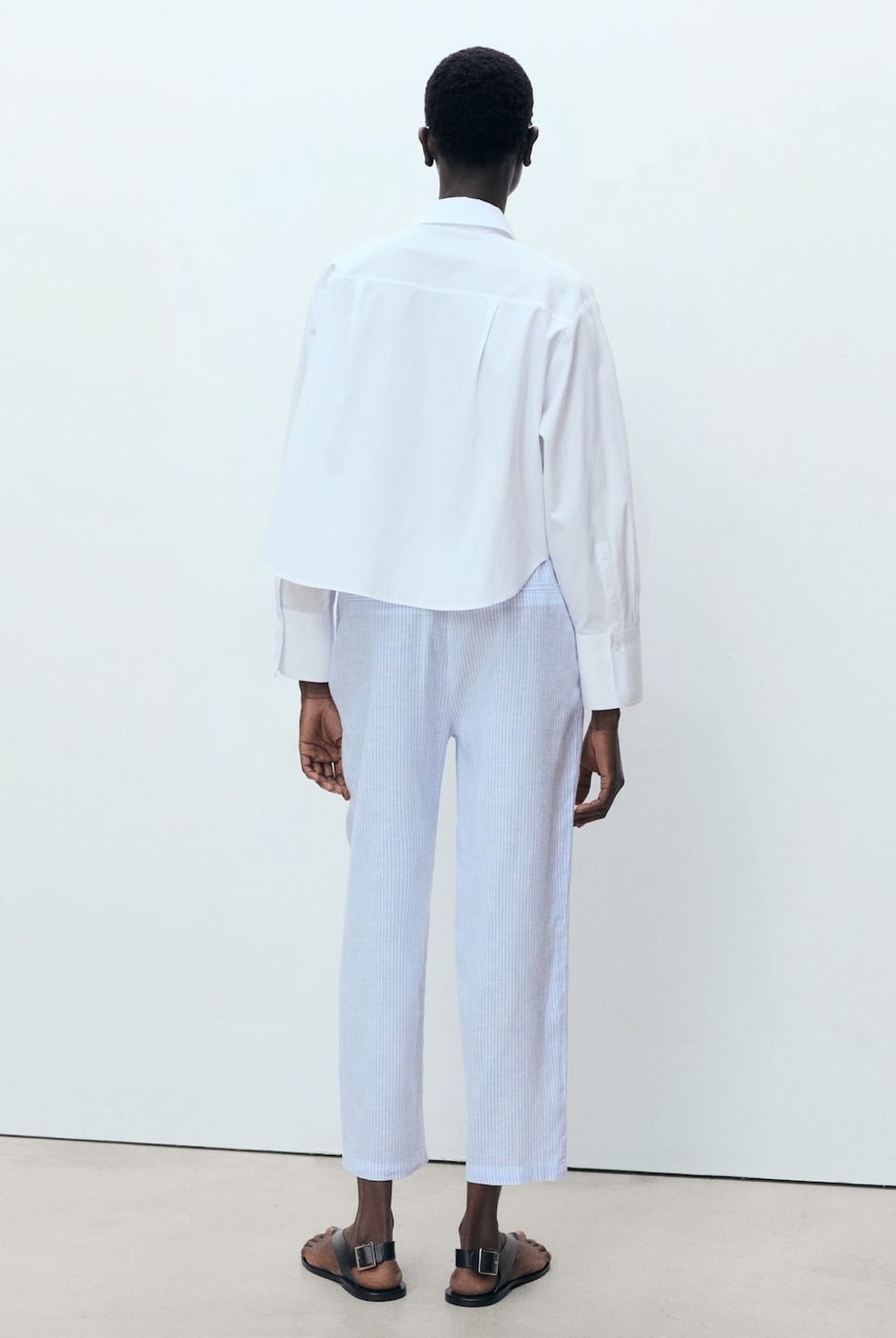 MANGO - Pantalón Recto Crop Lino Mujer Mango