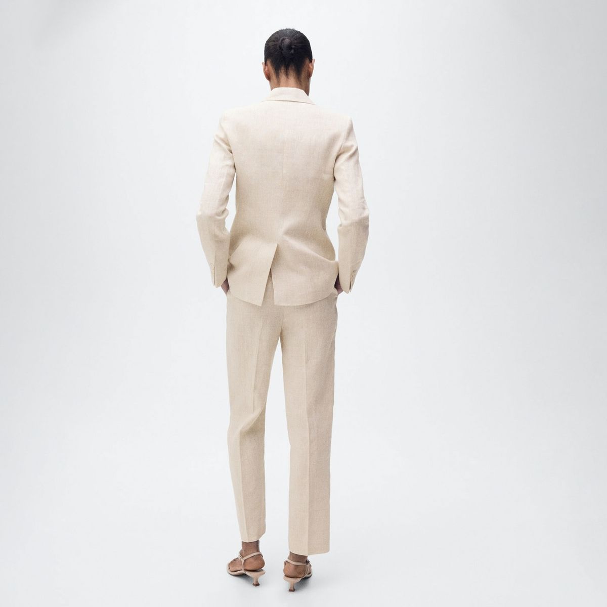 MANGO - Pantalón Traje Lino Mujer Mango