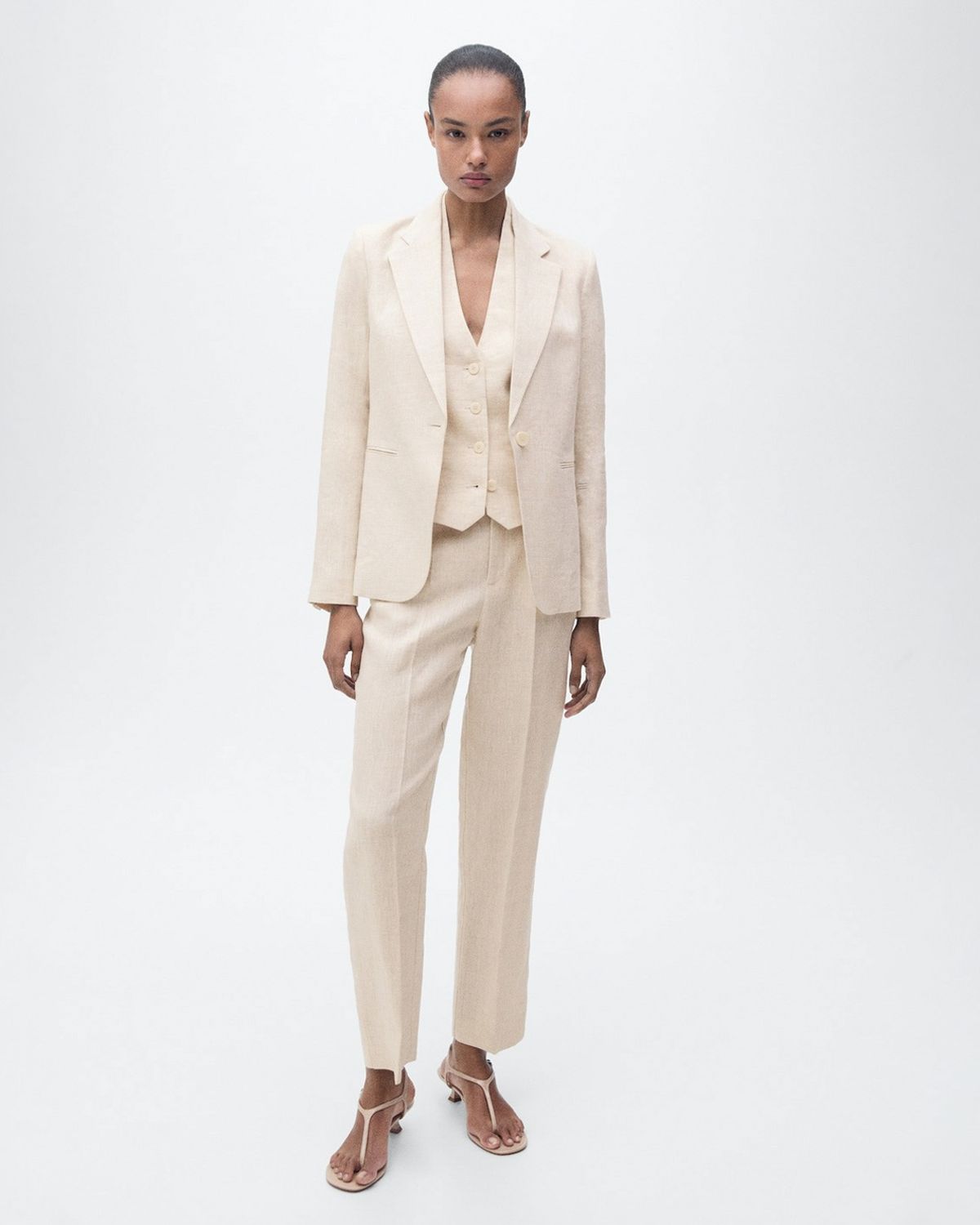 MANGO Pantalón Traje Lino Mujer Mango