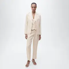 MANGO - Pantalón Traje Lino Mujer