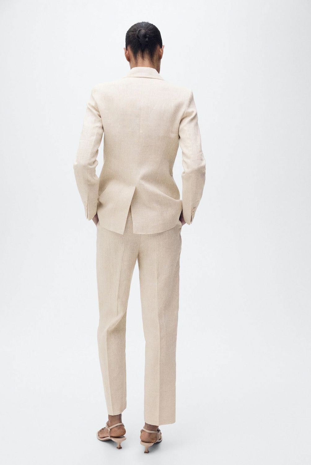 MANGO - Pantalón Traje Lino Mujer Mango