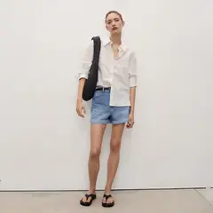 MANGO - Shorts Denim Mom-Fit Tiro Alto Mujer