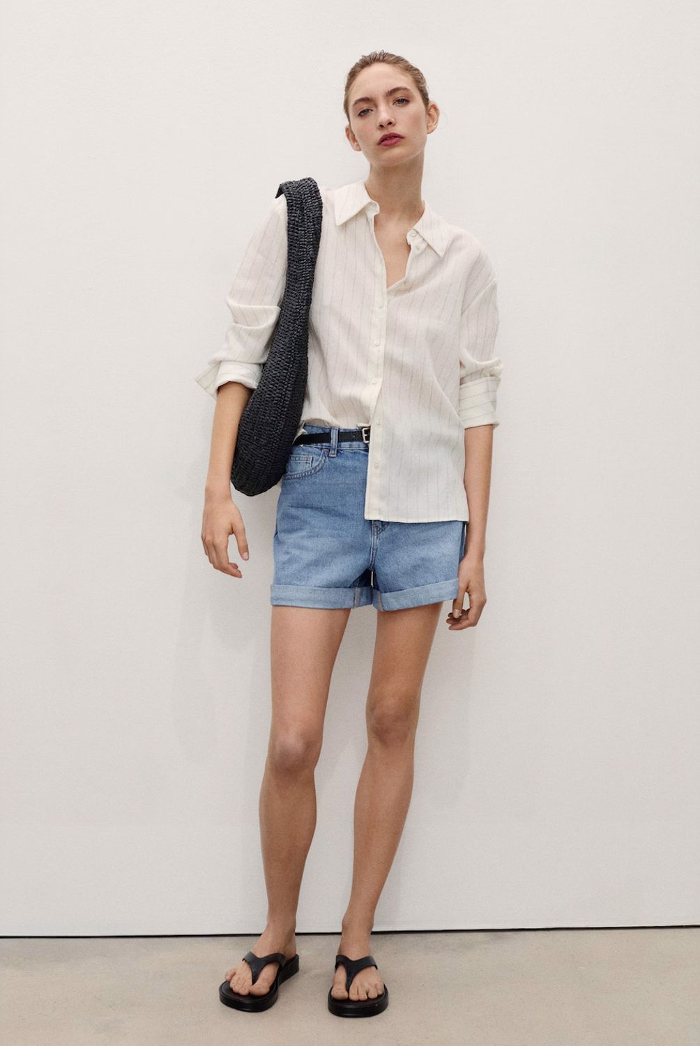 MANGO - Shorts Denim Mom-Fit Tiro Alto Mujer Mango
