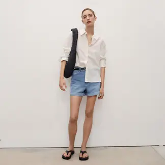 MANGO - Shorts Denim Mom-Fit Tiro Alto Mujer