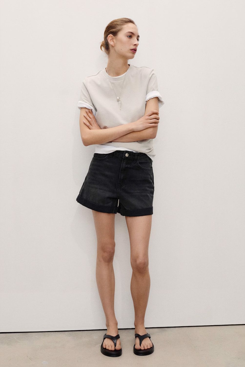 MANGO - Shorts Denim Mom-Fit Tiro Alto Mujer Mango
