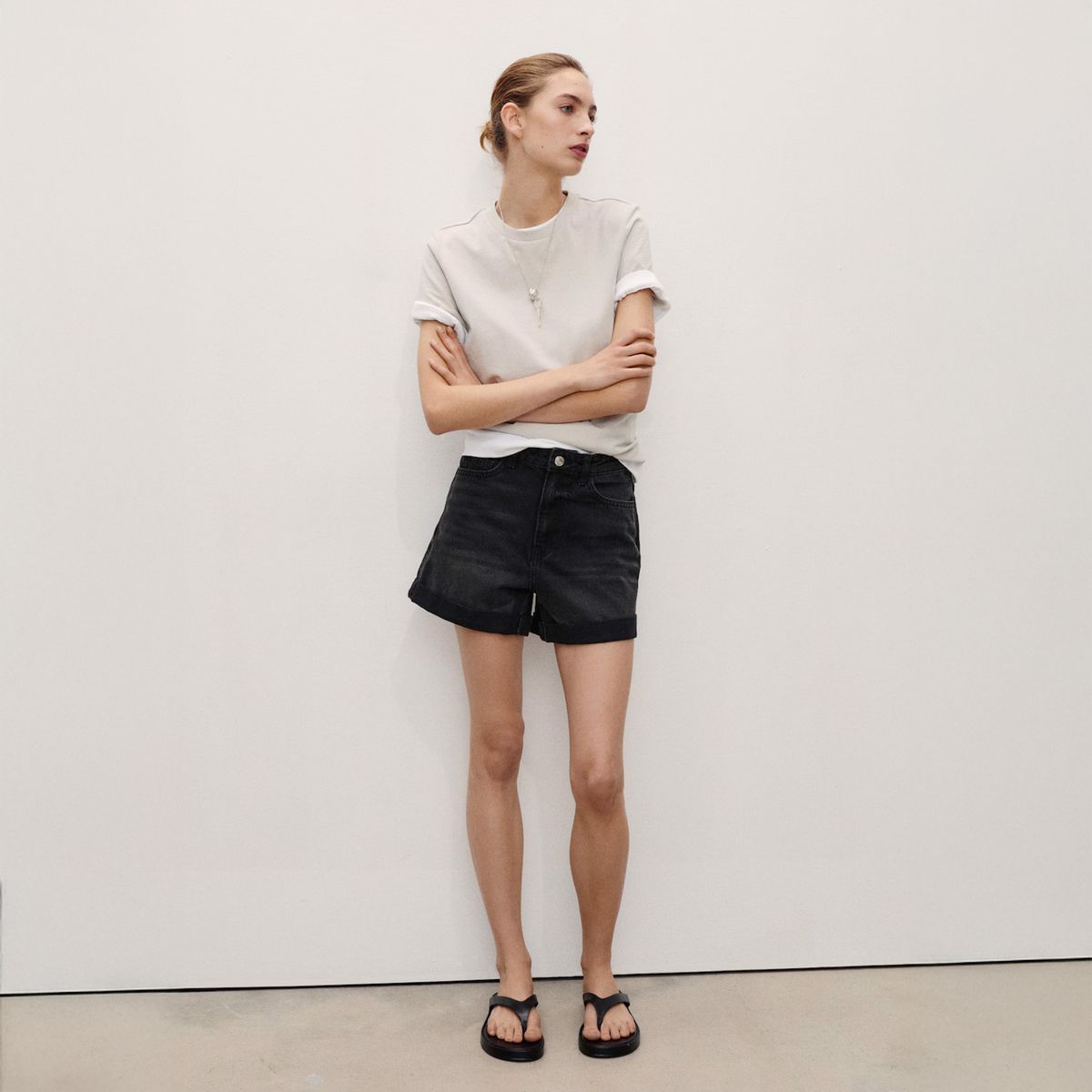 MANGO - Short Denim Mom-Fit Tiro Alto Mujer Mango