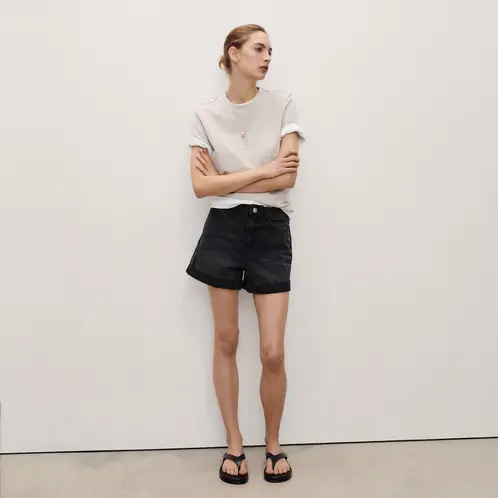 MANGO - Shorts Denim Mom-Fit Tiro Alto Mujer