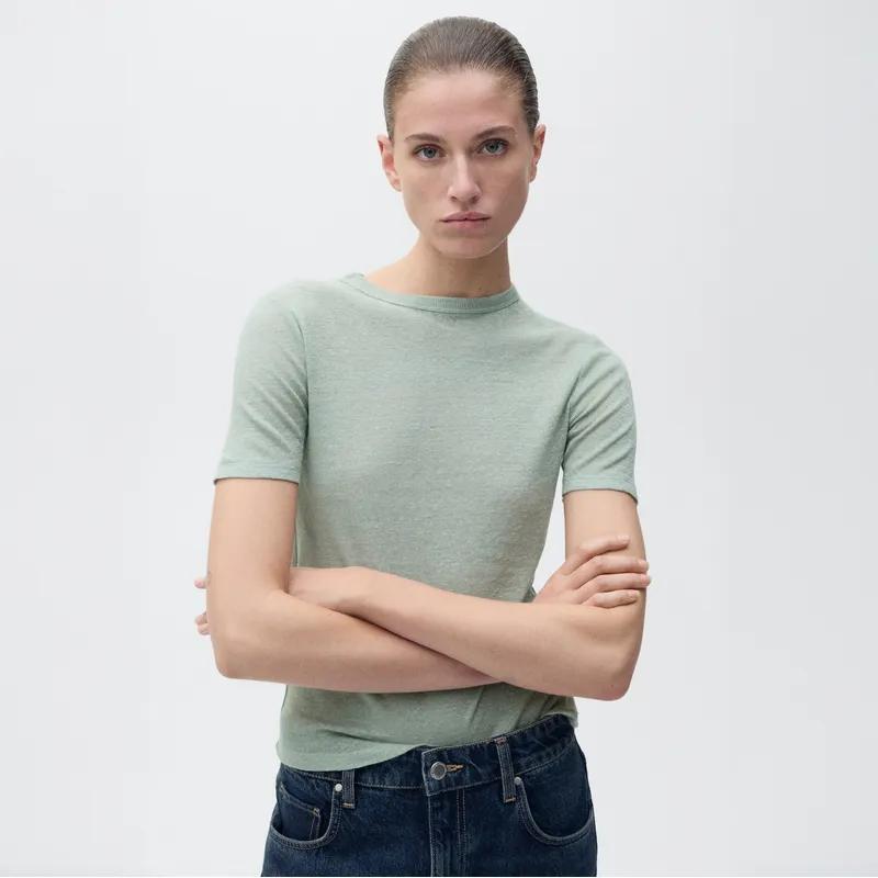 MANGO - Polera Lino Entallada Mujer Mango
