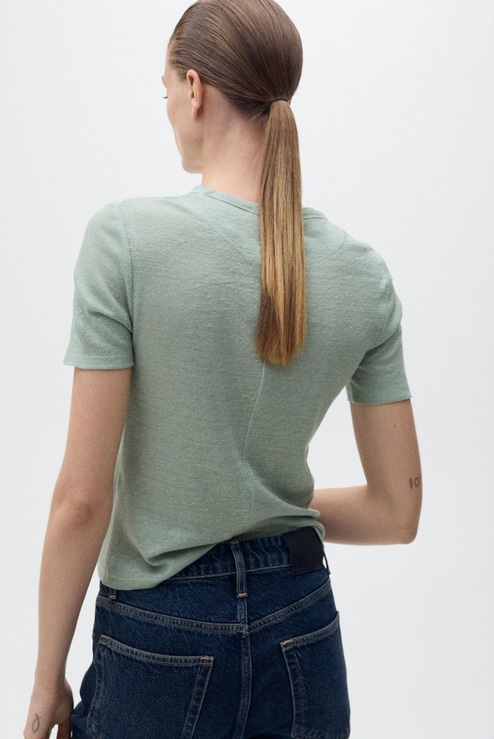 MANGO - Polera Lino Entallada Mujer Mango