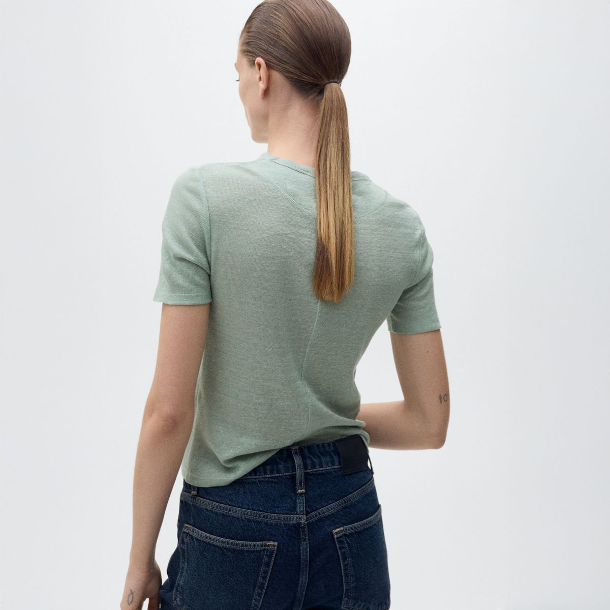 MANGO - Polera Lino Entallada Mujer Mango