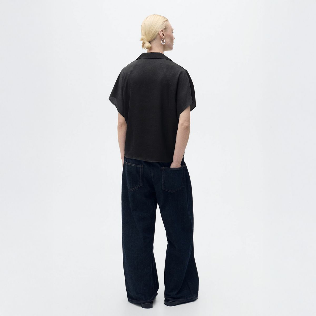 MANGO - Blusa Satinada Manga Corta Mujer Mango