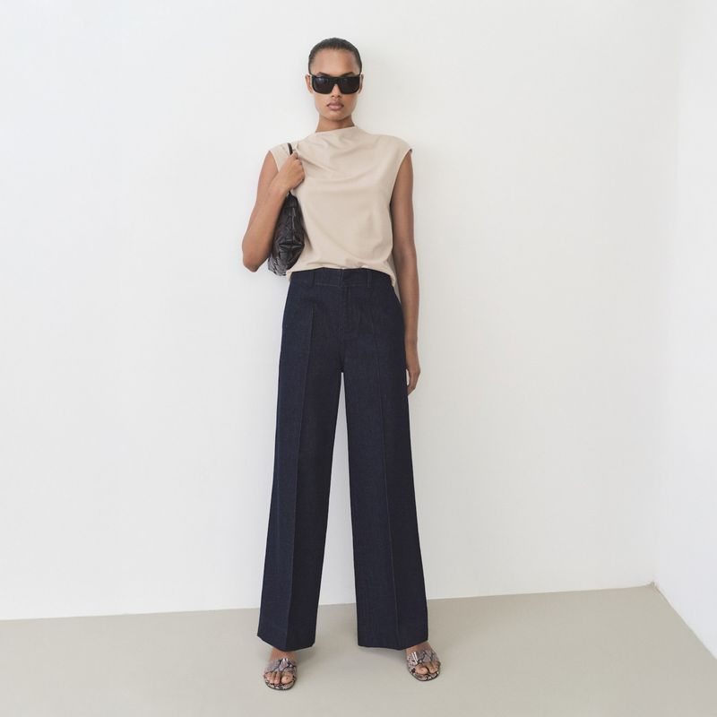 MANGO - Pantalón Denim Wideleg Mujer Mango