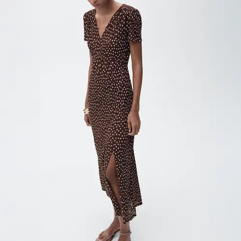 MANGO - Vestido Midi Estampado Mujer
