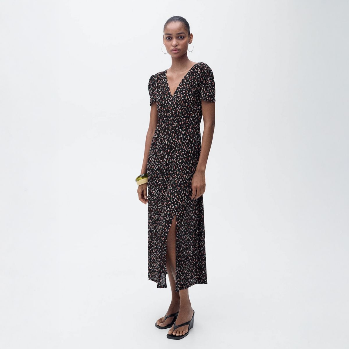 MANGO - Vestido Midi Estampado Mujer Mango