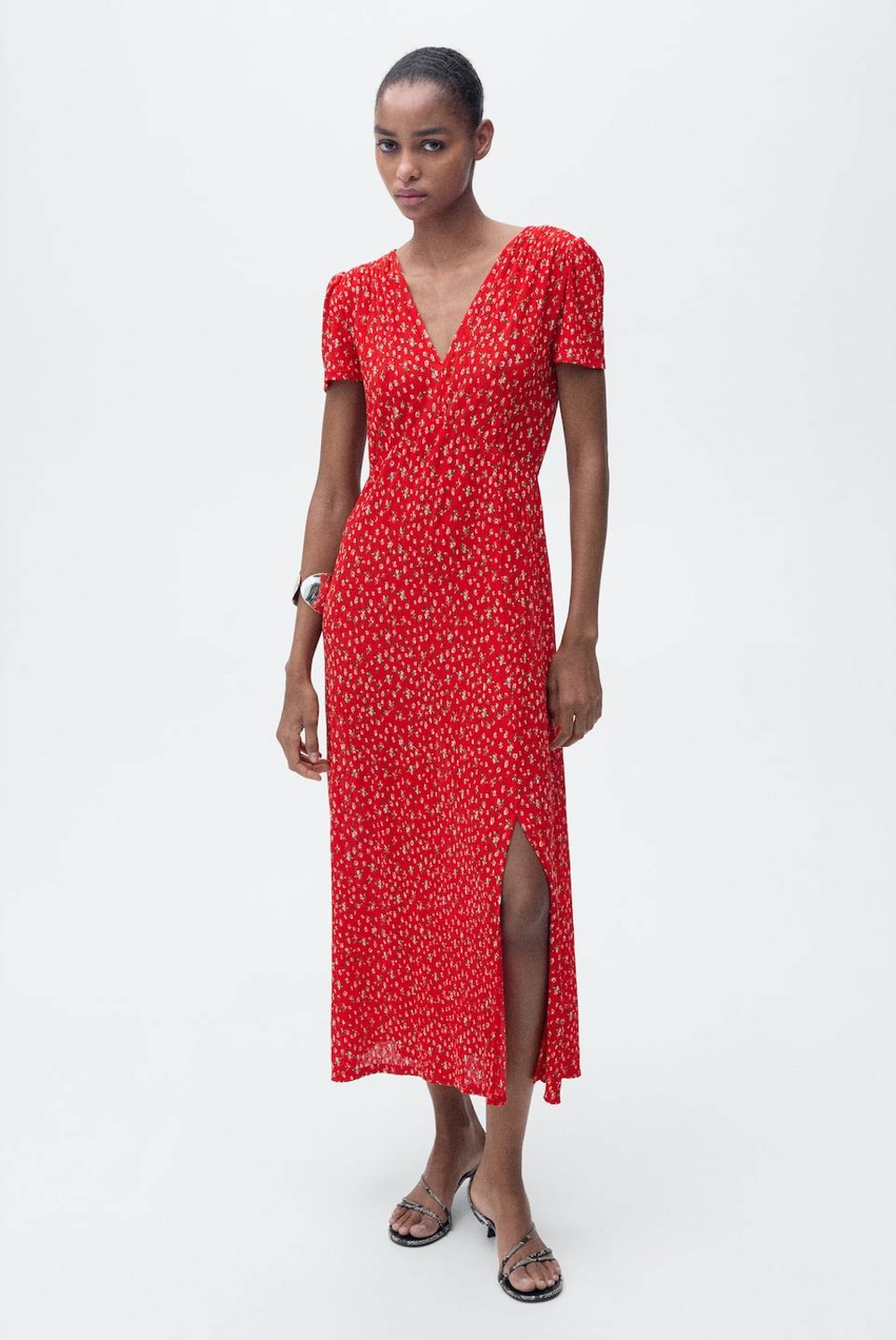 MANGO - Vestido Midi Estampado Mujer Mango